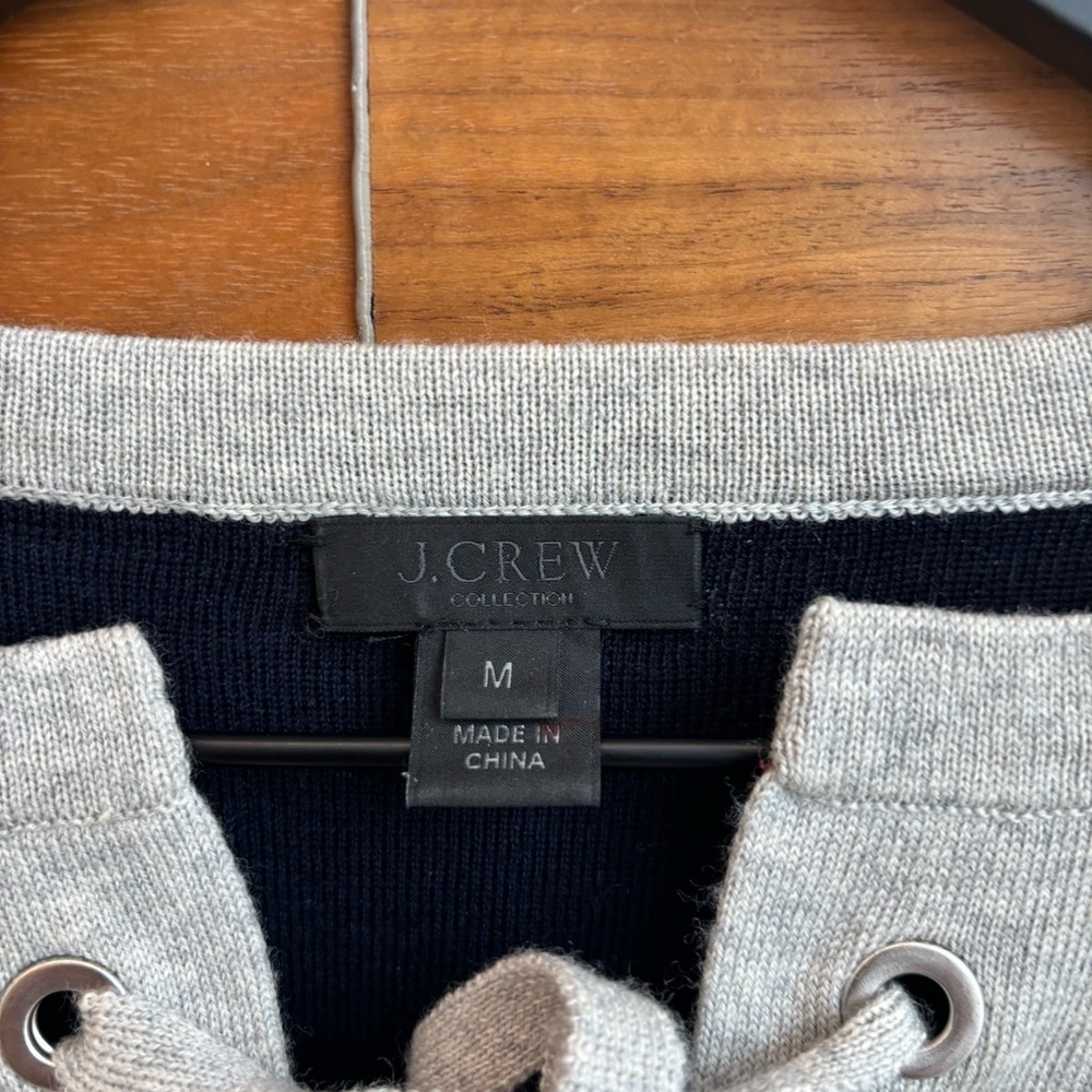 J.CREW COLLECTION BONDED LACE-UP MERINO WOOL SWEATER, SIZE M - Picture 6 of 12